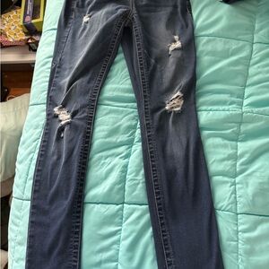 Mudd Women's Distressed Dark Blue Skinny Jeans